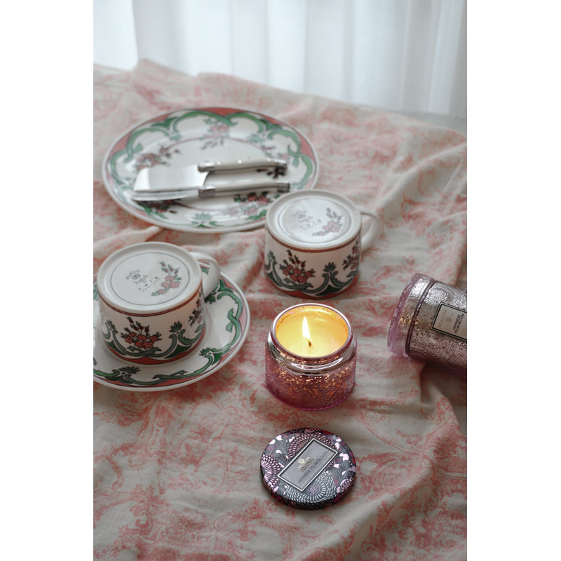 Floral Patterned Bone China Teacup and Saucer Set