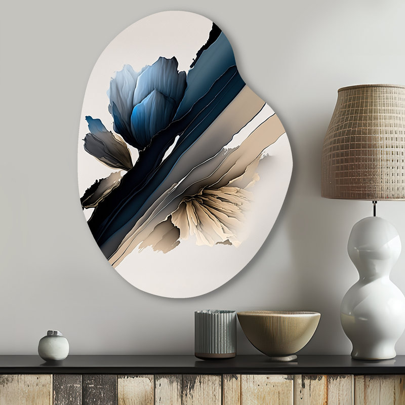 Oren - Décoration murale irrégulière en forme de poire pivoines en métal, H 30 po x l 22 po