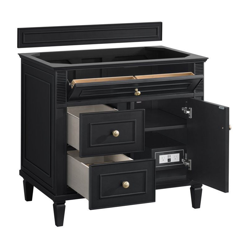 Lorelai 36'' W Single Bathroom Vanity Base, Black Onyx