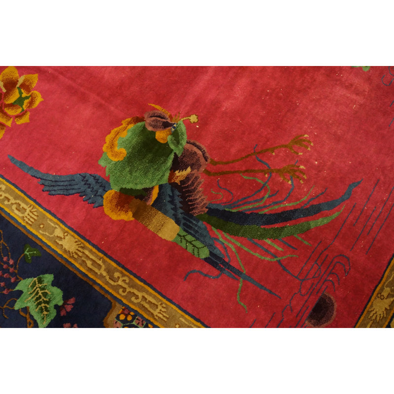 Tapis antique noué à motif floral chinois Art Deco