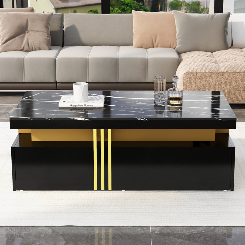 Aftina Coffee Table with Storage, Black