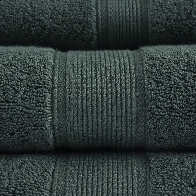 Ensemble de serviettes antimicrobiennes 100% coton 8 pièces, Ensemble de serviettes 8 pièces, Vert foncé