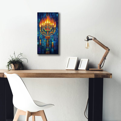  «Hanukkah Menorah» par Rich Monet, art mural sur toile, 12 po x 24 po