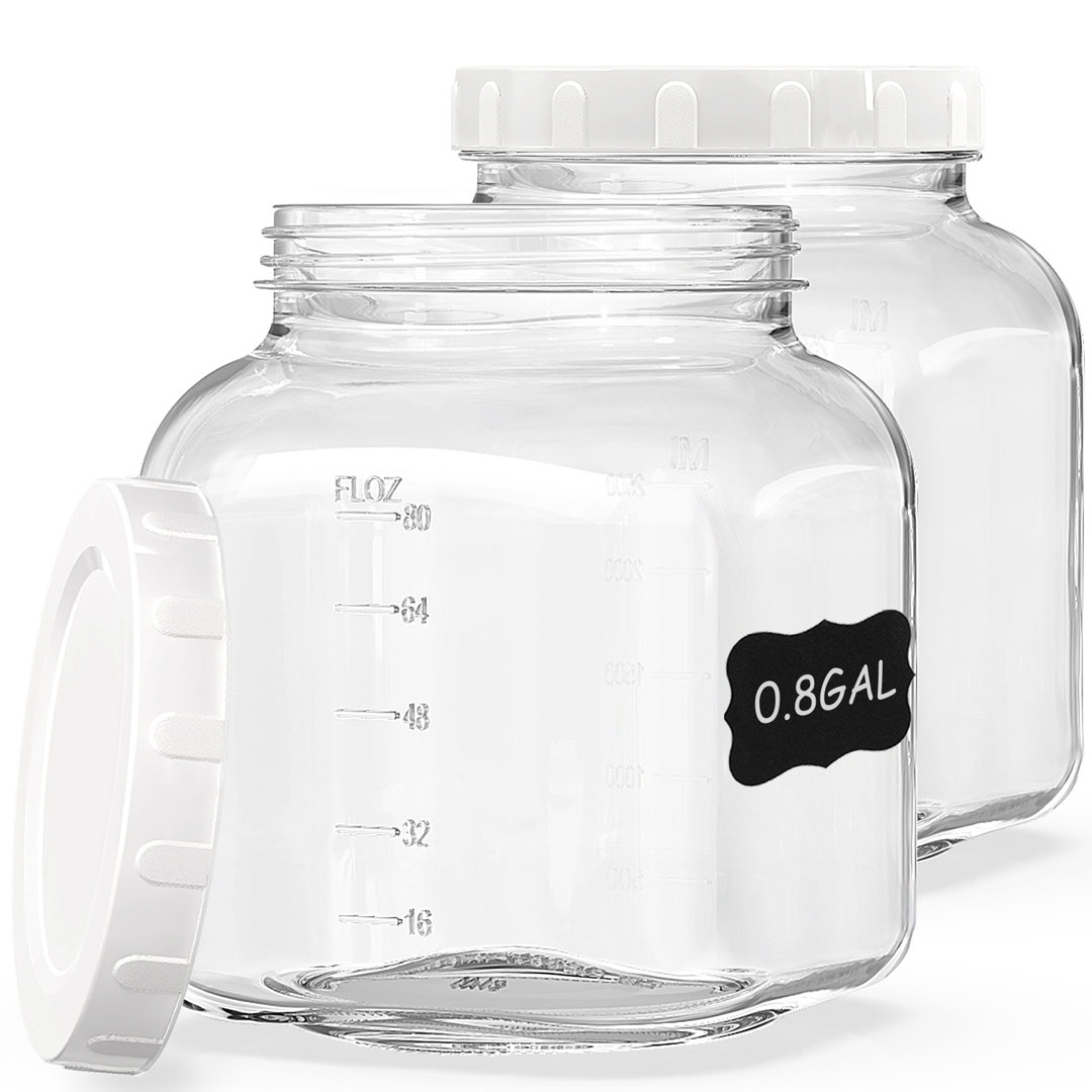 Glass Storage Jars with Airtight Lids and for Fermenting, Pickle108 oz Clear (Set of 2) syntic