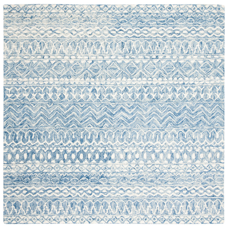 Crelake Hand Tufted Wool And Cotton With Latex Chevron Rug, Square 9'