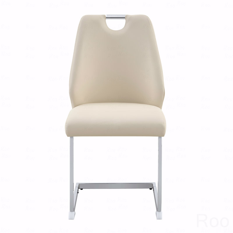 Ensemble de 4 chaises de salle à manger, chaises de cuisine, fauteuils de cuisine en similicuir avec texture en maille dorée, anneau arrière argenté et poignée chromée, chaise de salle à manger rembourrée à haut dossier