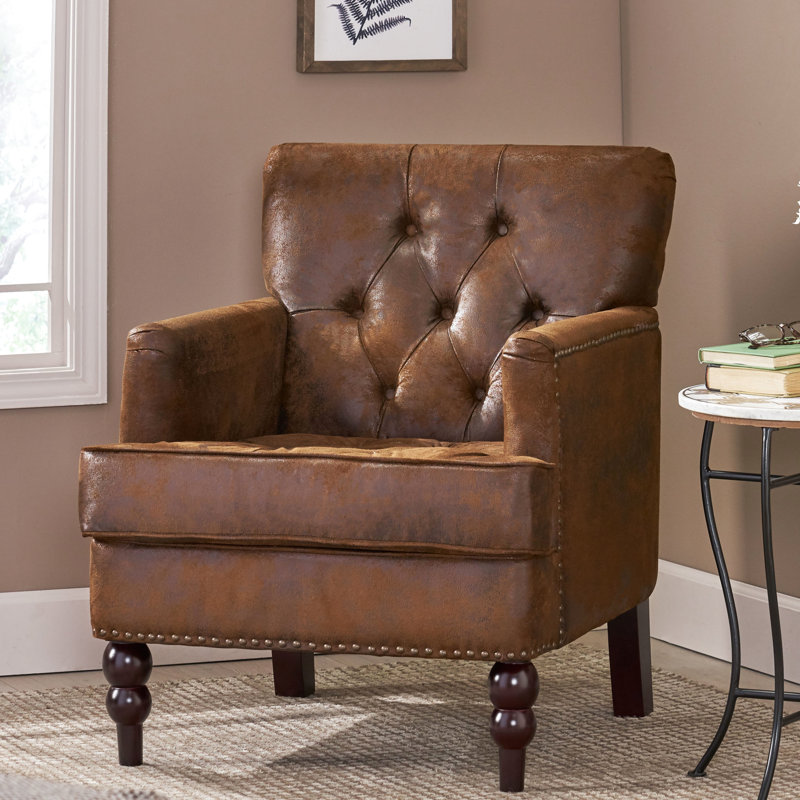Fauteuil en microfibre Agee Modern, Brun
