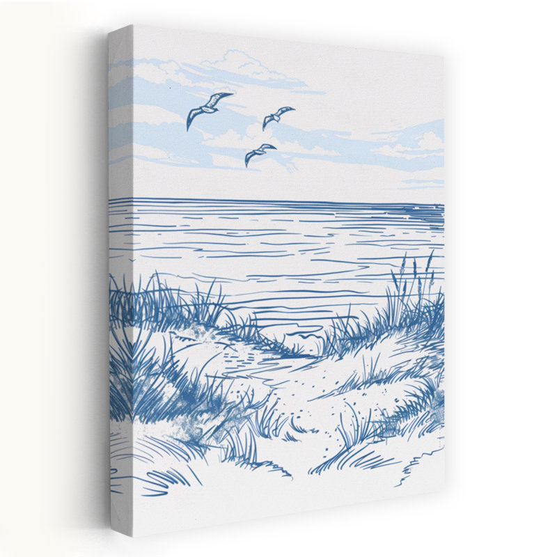 Art contemporain, art abstrait, oiseau, poisson, plage, H 48 po x l 32 po