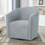 Fauteuil d'appoint pivotant en tonneau bleu marine Lainey, sièges d'appoint rembourrés pour adultes, salon, chambre à coucher