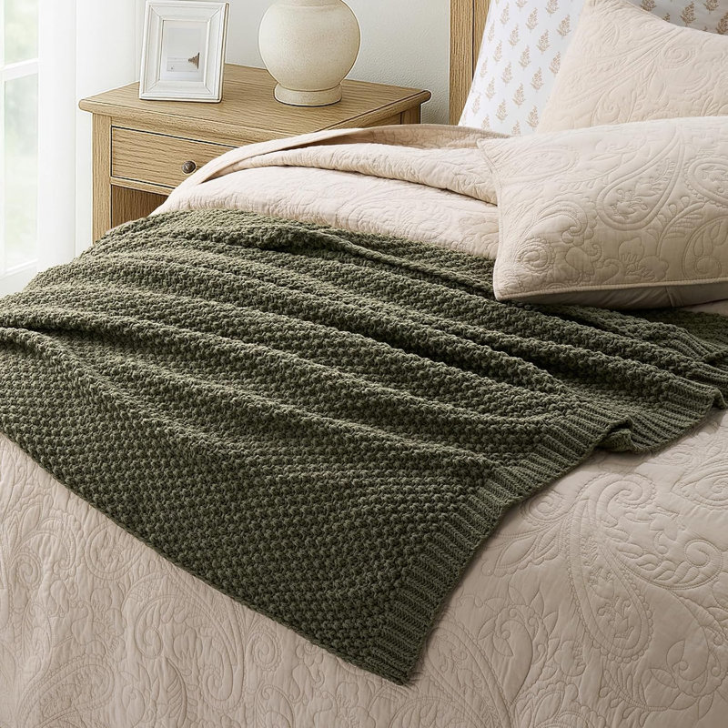 Jeté Chunky, Vert olive, L 80 po x l 60 po