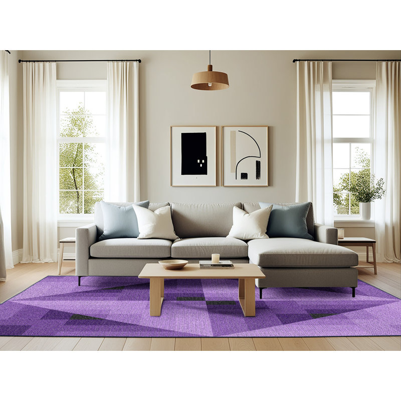 Tapis mauve à motifs/bleu marine Holte, Rectangle 6 pi x 9 pi