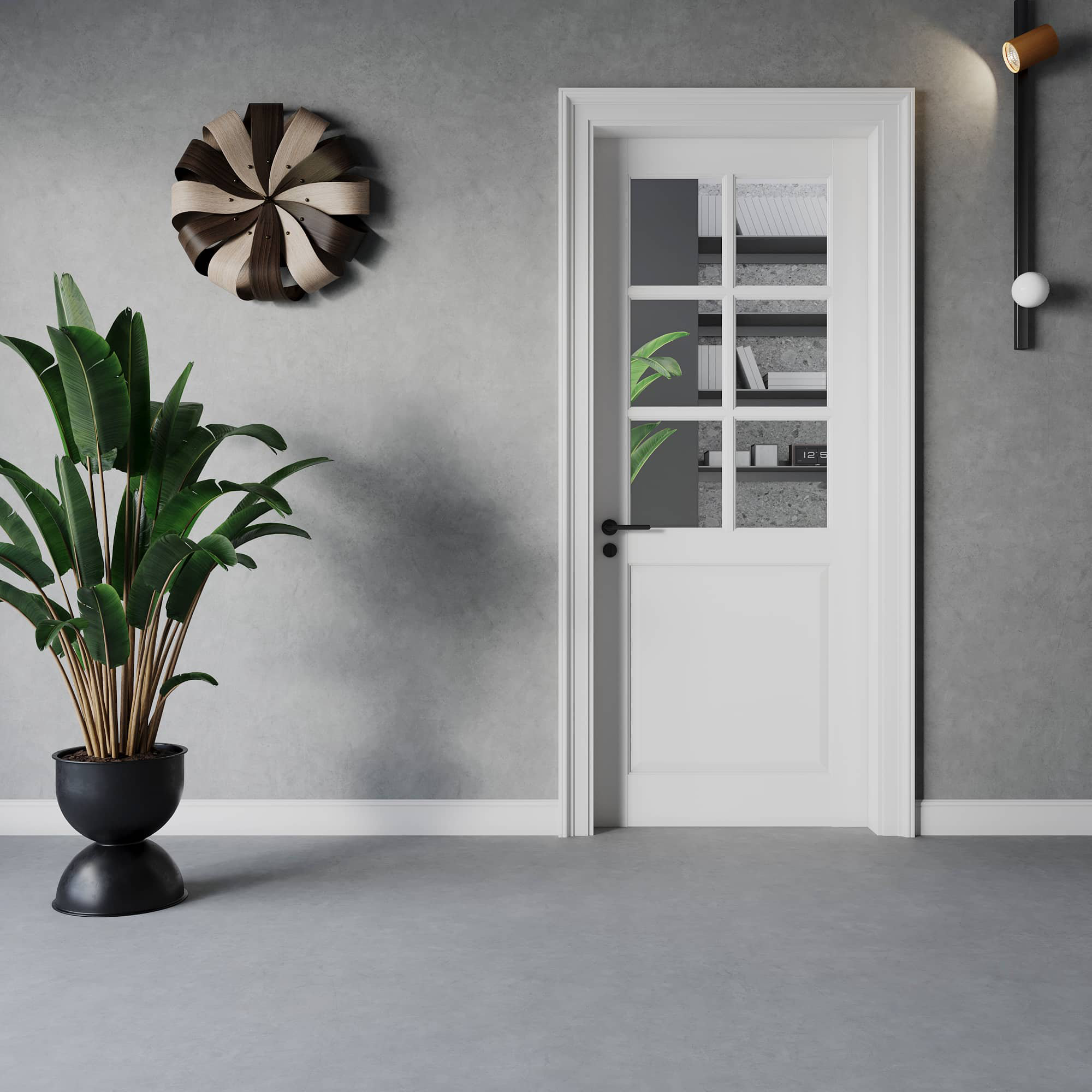 JANUS 80'' & 96''HH Clear Glass Slab Door 6-Lite Glass French Interior