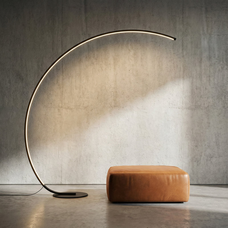 62.99-Inch LED Arch Floor Lamp, Black, Black