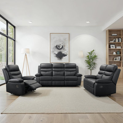 Hwang Manual Reclining Top Grain Leather 3-Piece Living Room Set with Foam over Pocket Coils Comfort by Latitude Run