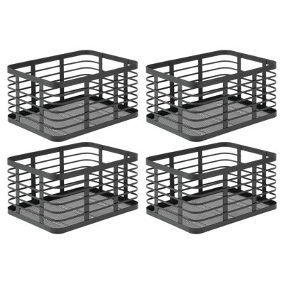 Metal Pantry Basket with Handles - Pantry Storage Baskets for Fruits and Vegetables - Set of 4