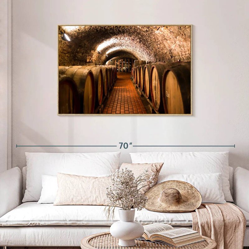 Barils de vin Winery, Cadre flottant en bois naturel, 43 po x 29 po