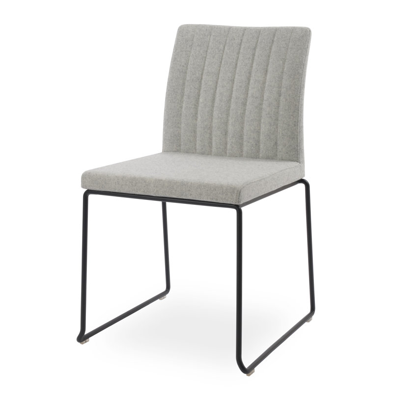 Chaise de salle à manger Zeyno, Noir, Laine argentée