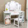 Girls Princess Vanity Table Set - Tri-Folding Mirror