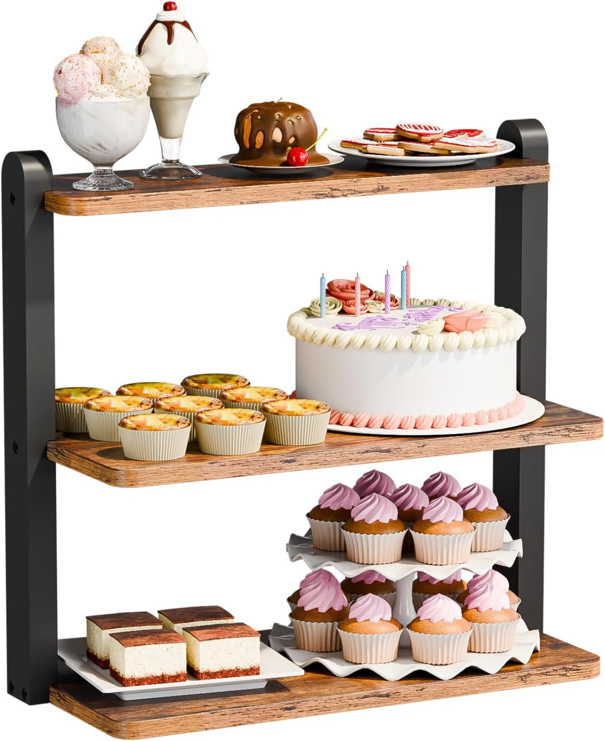 17 Stories 3 Tier Wooden Spice Rack Organizer For Countertop, Rustic ...