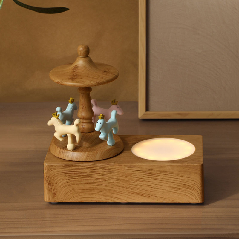 Haut-parleur de carrousel mignon Bluetooth sans fil 5,0 avec lumière 1200 mAh pour la décoration de la chambre à coucher