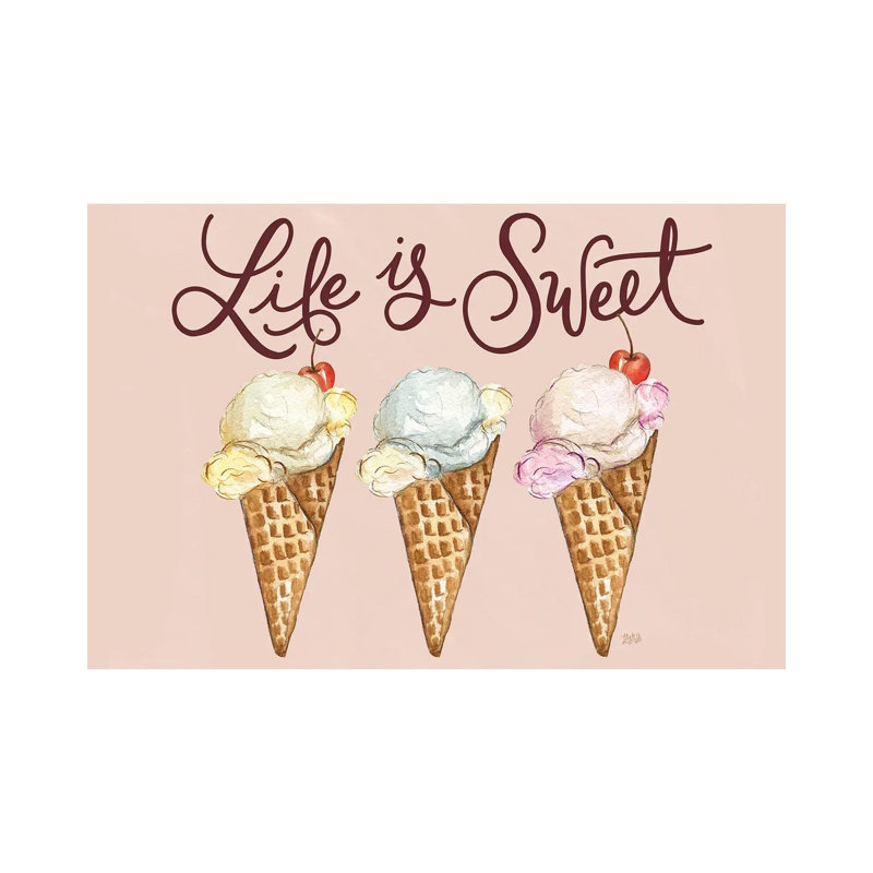 Life Is Sweet Icecream by Lily & Val - Print on Canvas, Wrapped Canvas, 20.32 cm H x 30.48 cm W