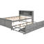 Lit plateforme double avec rangement pour tête de lit, lit gigogne simple et 3 tiroirs gris-741829283