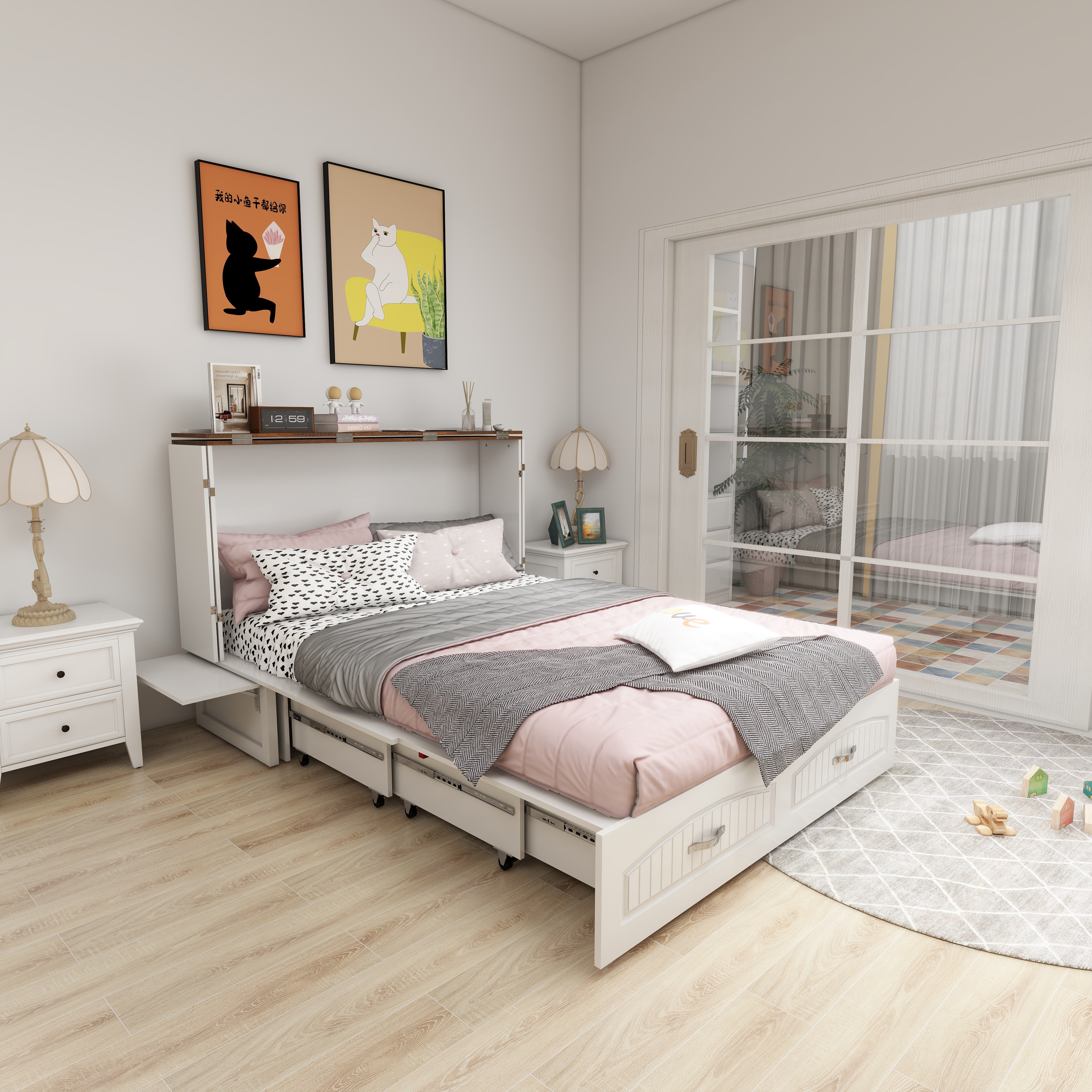 Lark Manor Grand lit escamotable blanc Wayfair Canada