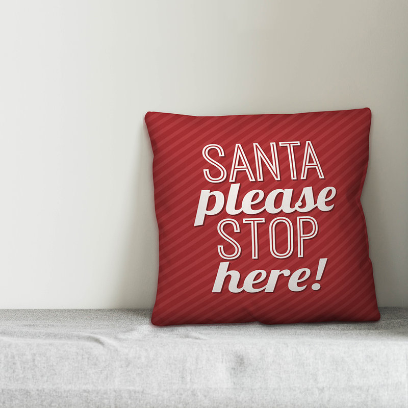  Housse de coussin Santa Veuillez arrêter ici, 20 po x 20 po, Polyester/ Bourre en polyester