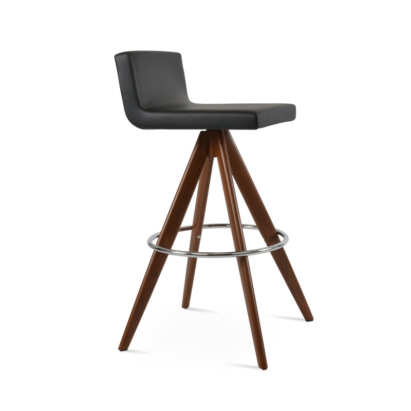 Tabouret pivotant Dallas Pyramid, Naturel, Tabouret de bar (siège d'une hauteur de 29,5 po), Noir