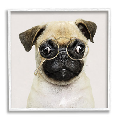 " Fun Pug Vintage Glasses " by Karen Smith