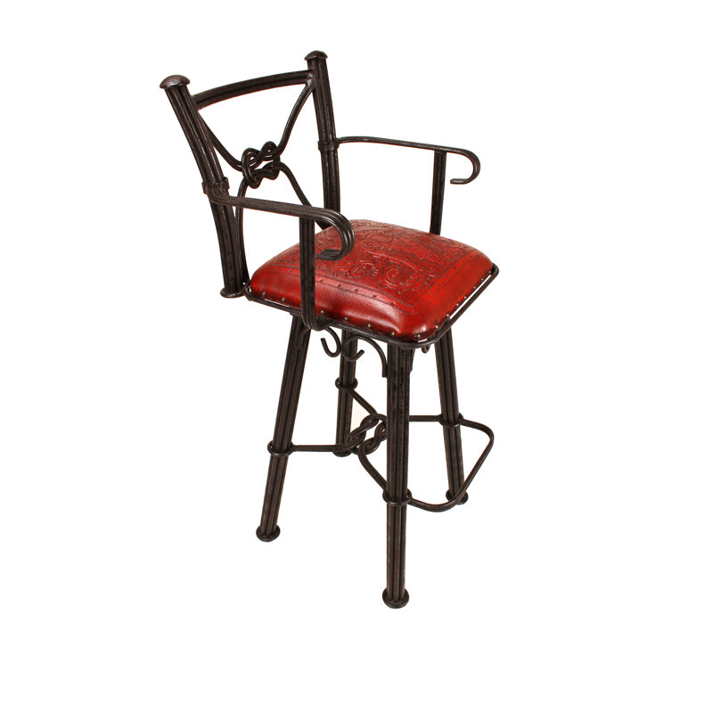 Tabouret de bar et de comptoir pivotant Lingle, Rouge, Tabouret de comptoir (siège d'une hauteur de 26 p
