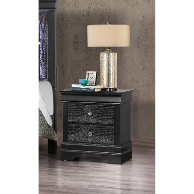 Table de chevet gris métallique avec tiroir texturé, 22 po Largeur du colis Style et fabrication modernes