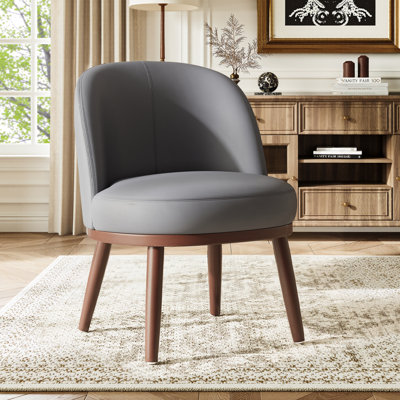 Modern Upholstered Accent Chair with Solid Wood Legs