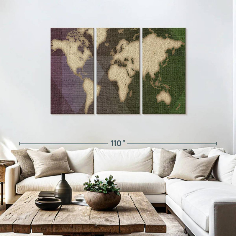 Aliaz Flannel World Map, 48" H x 74" W