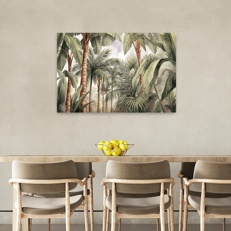 «Lush Jungle Palms Serene Tranquil Abstract Palm Tree Forest Nature», reproduction d'art murale, 24" H x 36" W