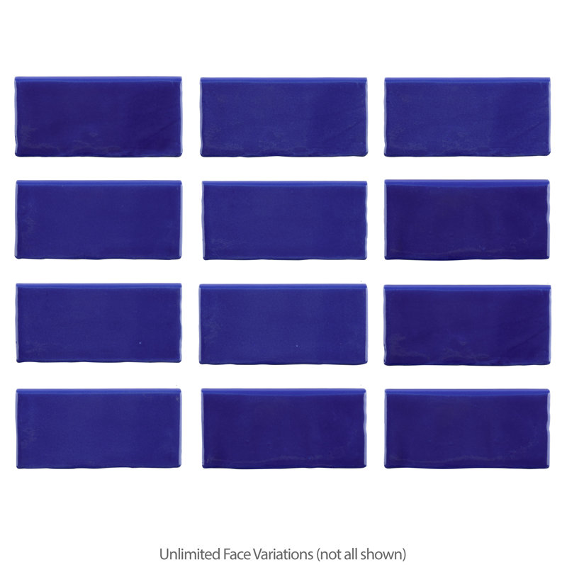 Viva 6" L x 3" W Ceramic Bullnose Tile Trim in Blue