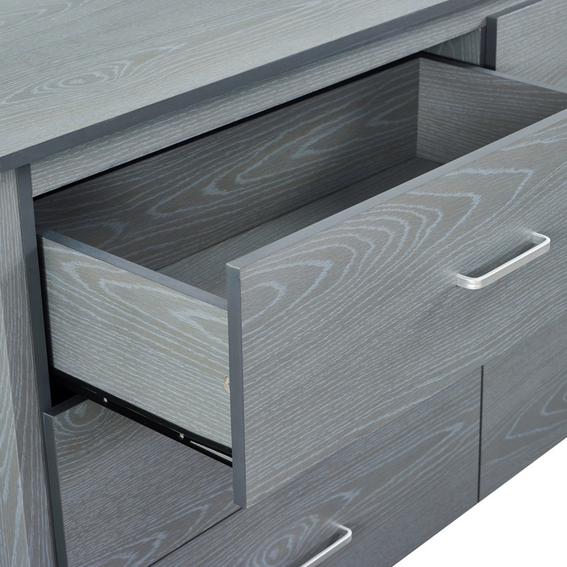 Commode double 6 tiroirs Lupe, Gris