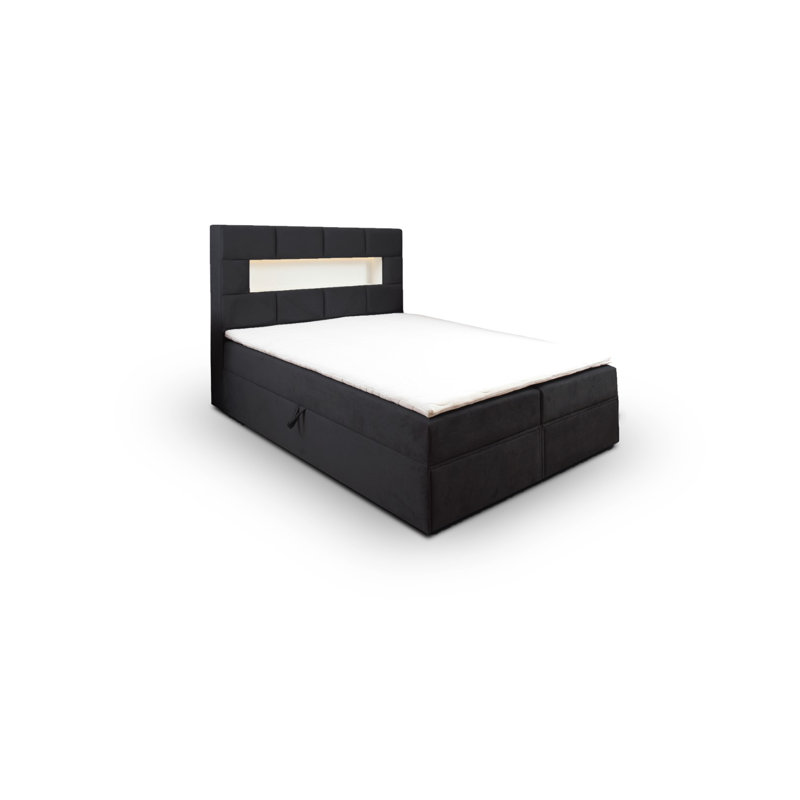 Boxspring Bed Sola with Storage, Black, 160 x 200cm