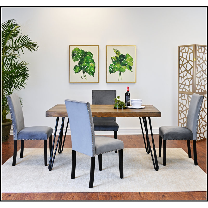 Ensemble de salle à manger 5 pièces, table en épingle à cheveux élégante et chaises confortables pour les maisons modernes