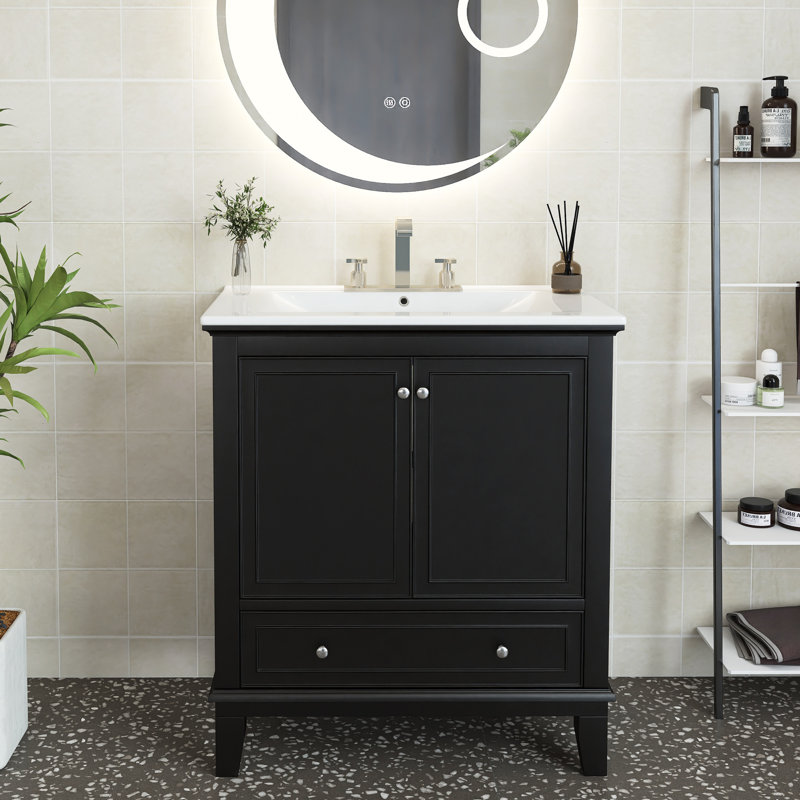 Jeramee 30'' Single Bathroom Vanity with Ceramic Top