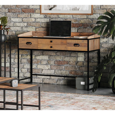 Alvern Solid Wood Steel Writing Desk