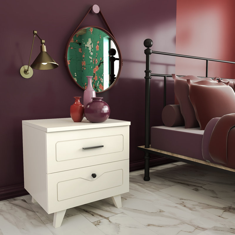 Brixton 45cm W Manufactured Wood Bedside Table