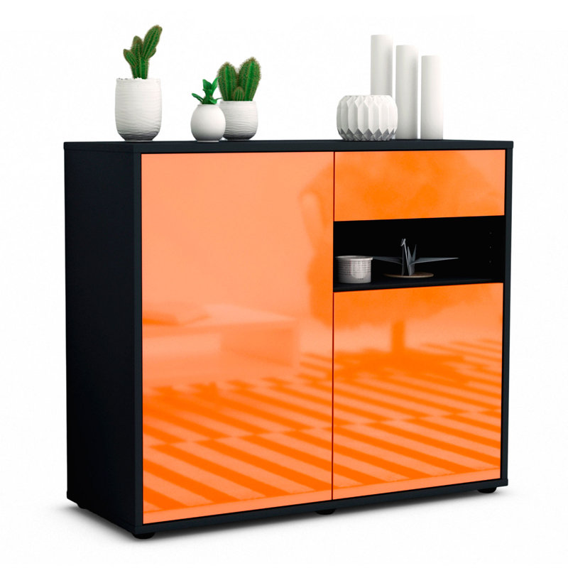 Rayburn 92cm Sideboard, Anthracite/High-gloss orange