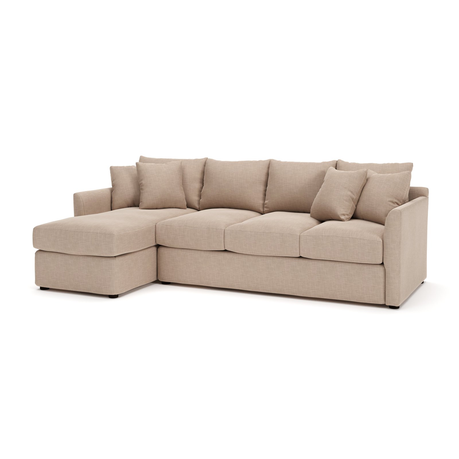 Cecelia Upholstered Chaise Sectional, Conversation Linen Basketweave, Left Hand Facing