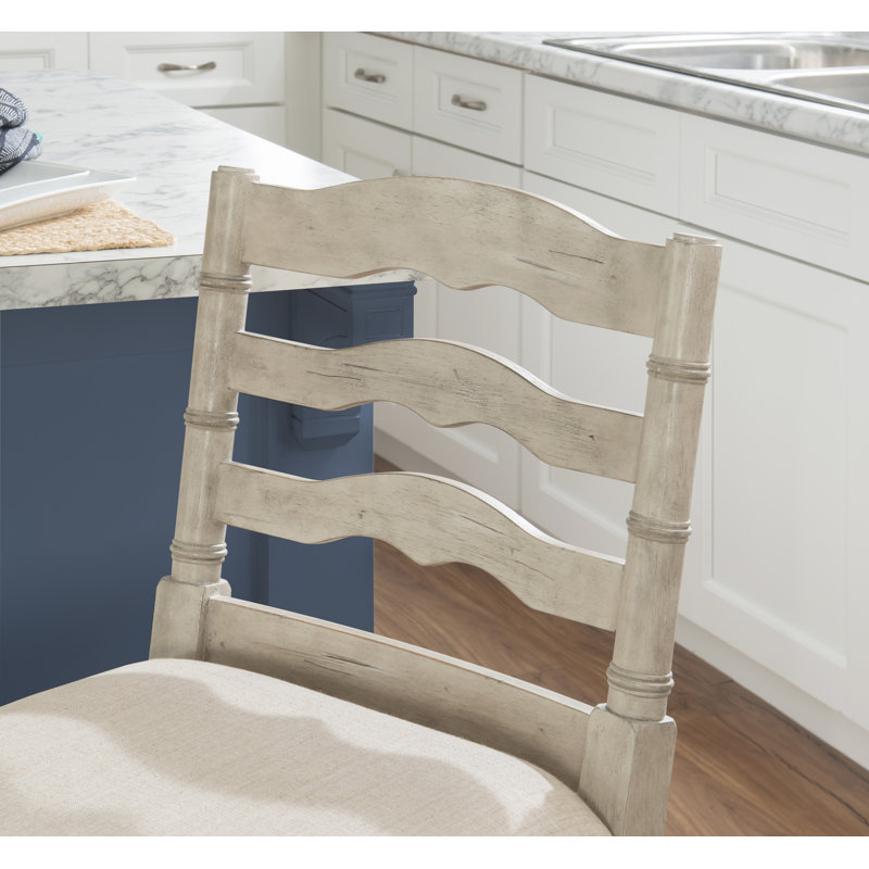 Atalanti Ladder Back Counter/Bar Stool, Counter Stool (25" Seat Height), Distressed Beige