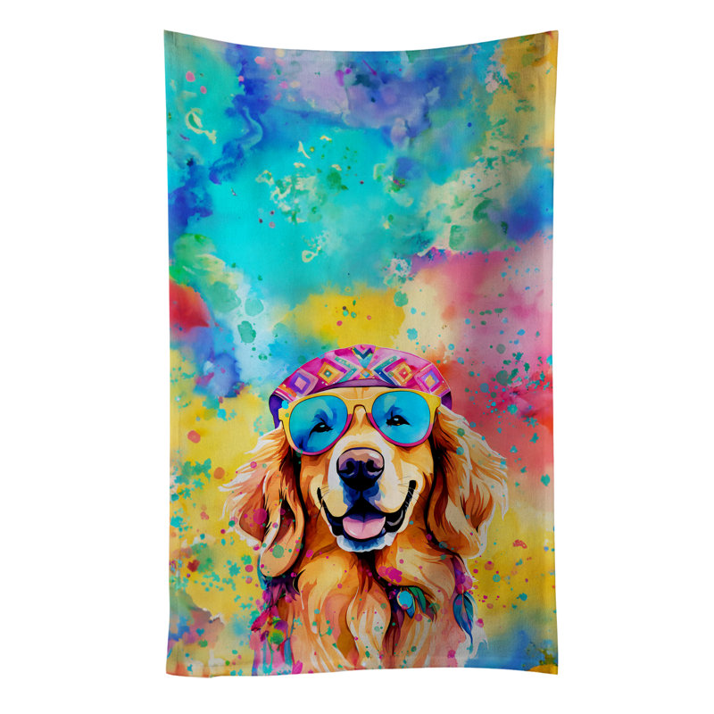 Golden Retriever Hippie Dawg Kitchen Towel