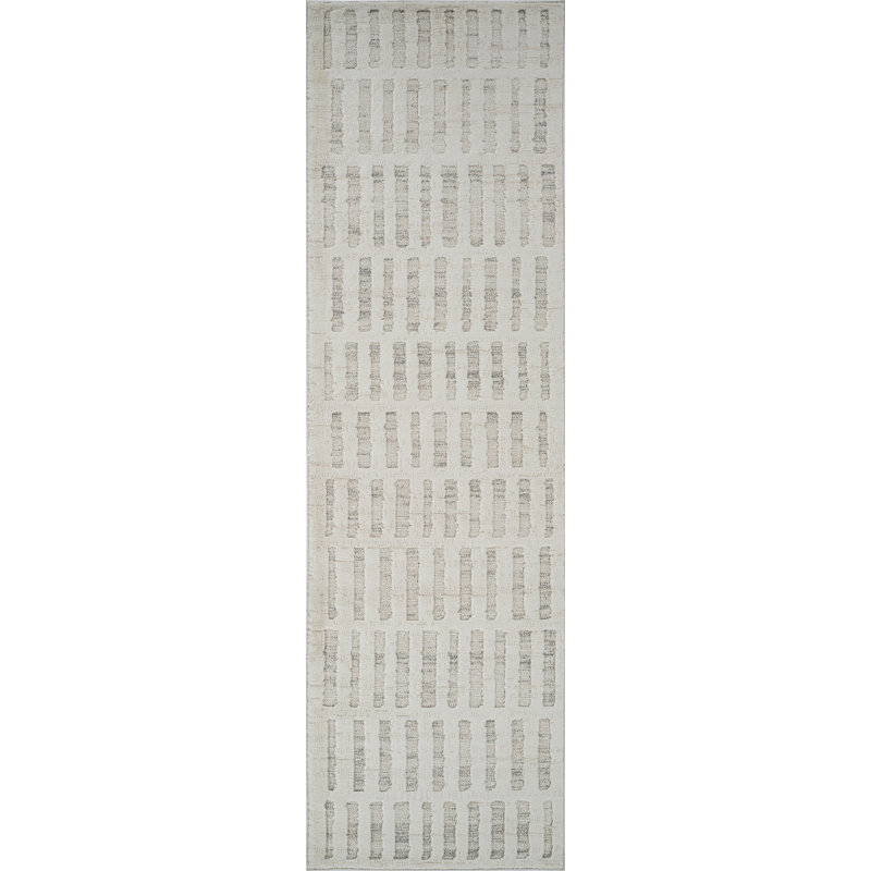 Tapis intérieur moderne, beige crème., Tapis de couloir 2 pi 3 po x 8 pi