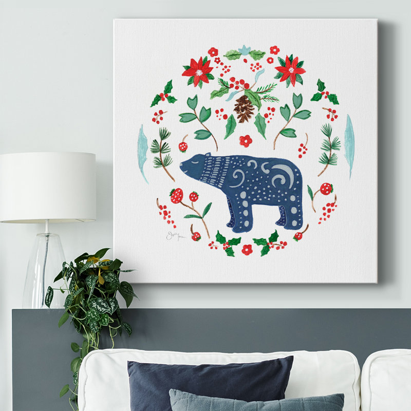 Oiseau de Noël sur toile, H 40 po x l 40 po x P 1,5 po