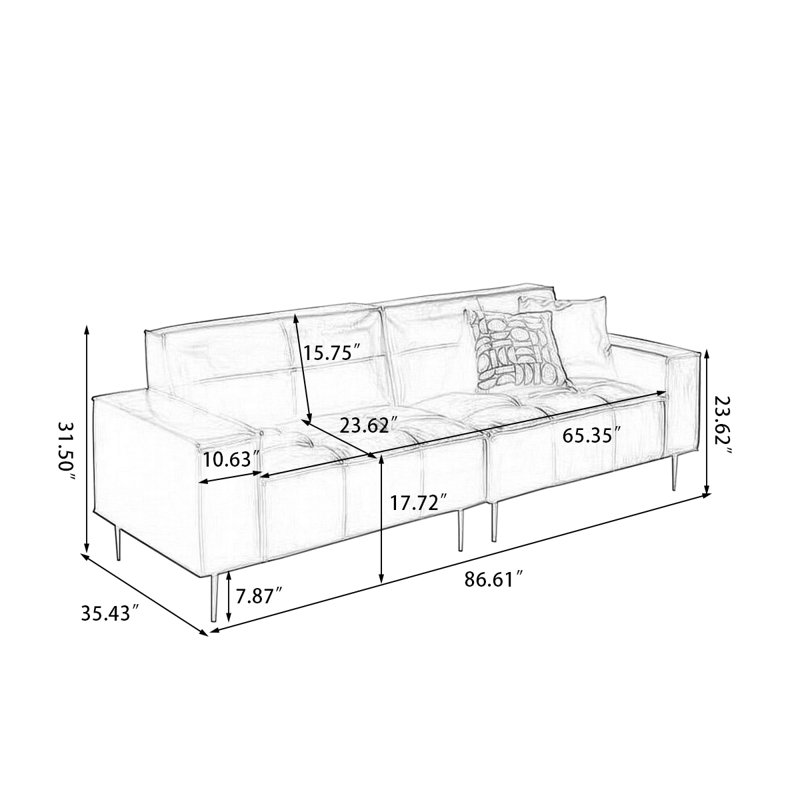 Causeuse-coussin modulaire en cuir véritable brun
