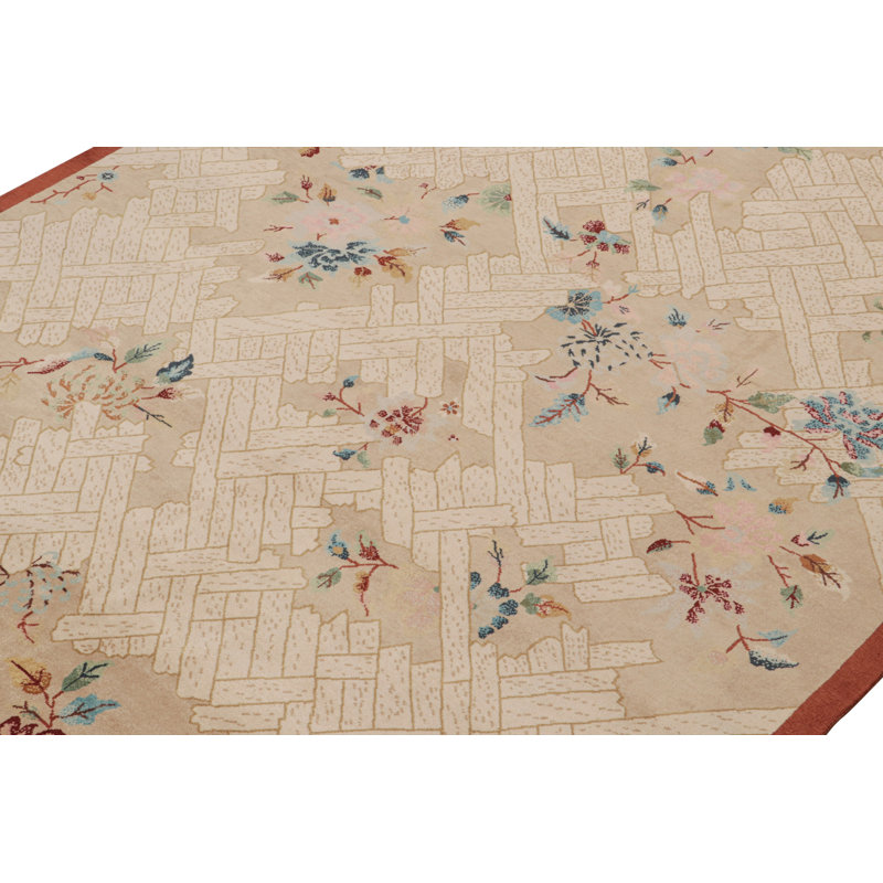 Art Deco Hand Knotted Wool Area Rug, Rectangle 12' x 15'